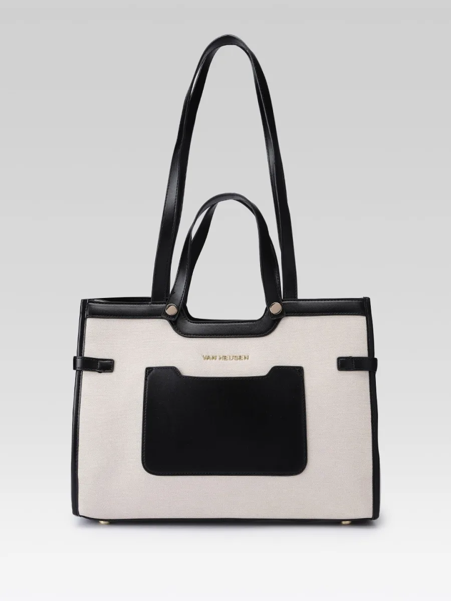 Beige Structured Tote Bag