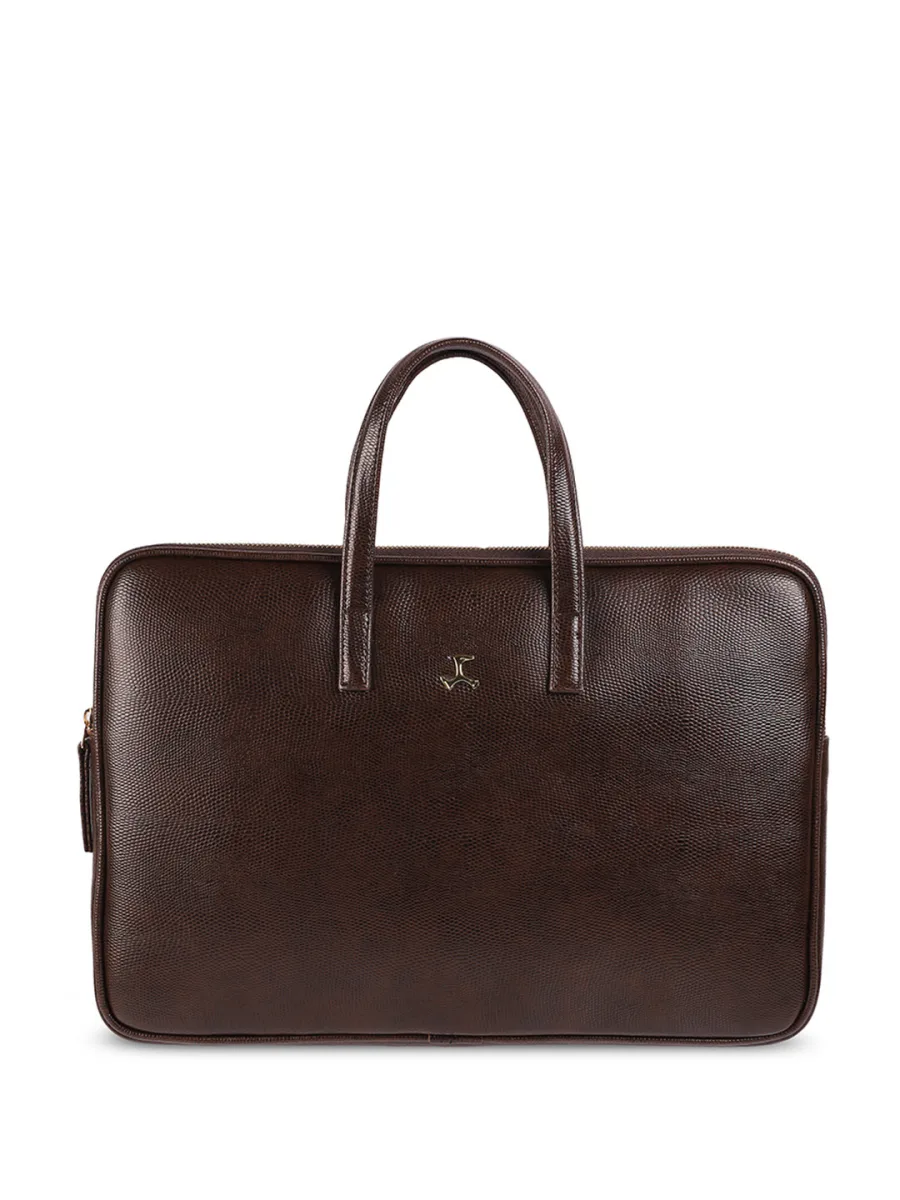 Brown Textured Laptop Bag