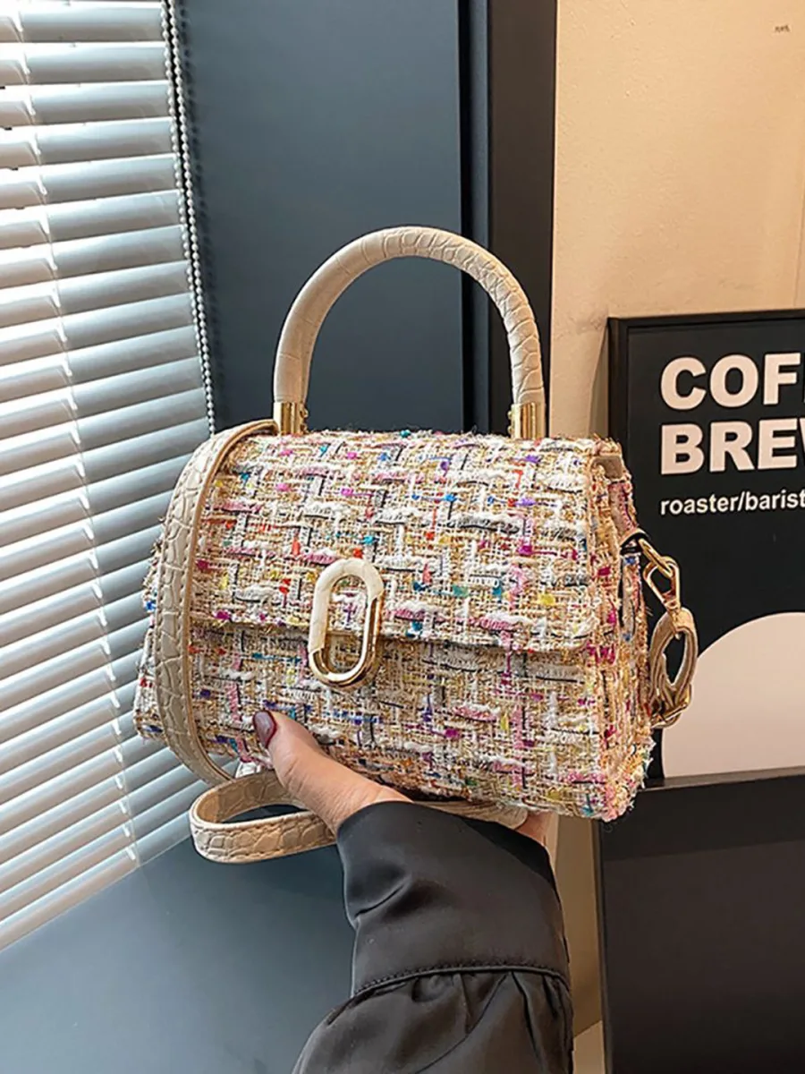 Beige Woven Handbag