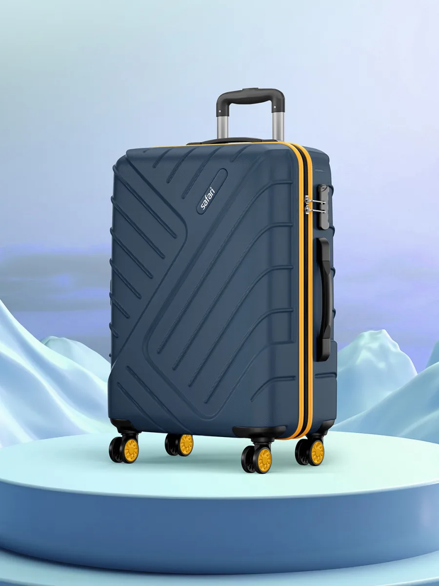 Navy Textured Trolley Bag