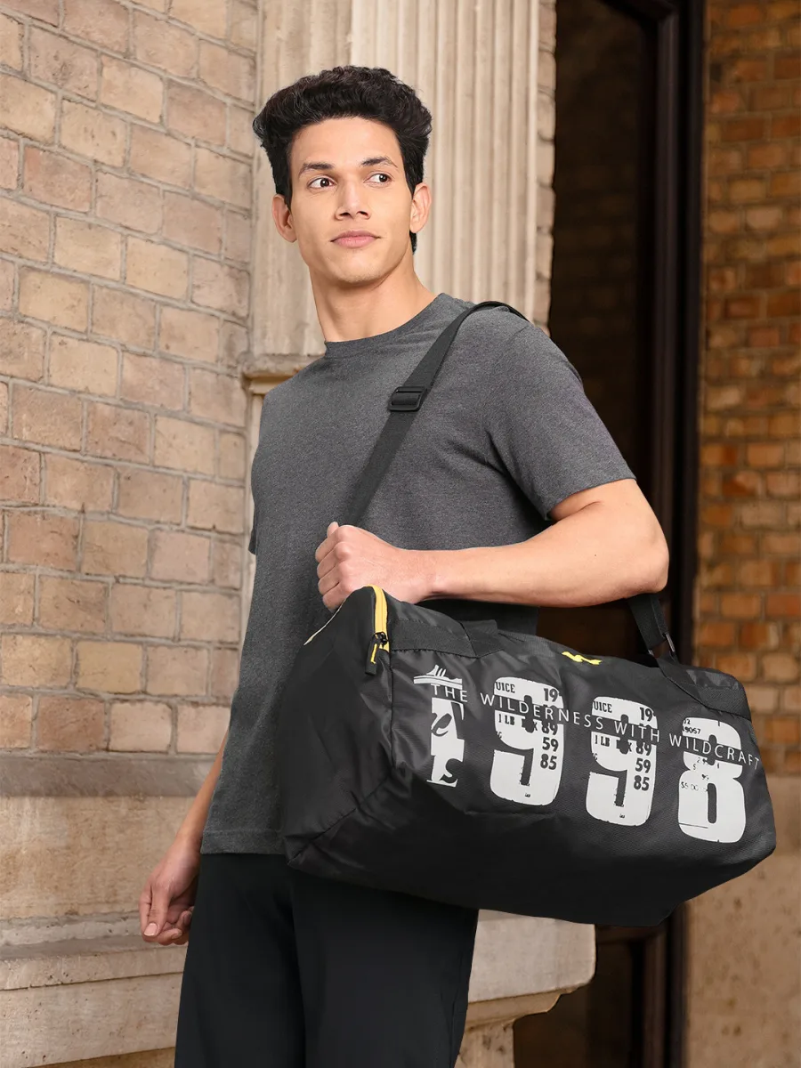 Black Printed Duffle Bag