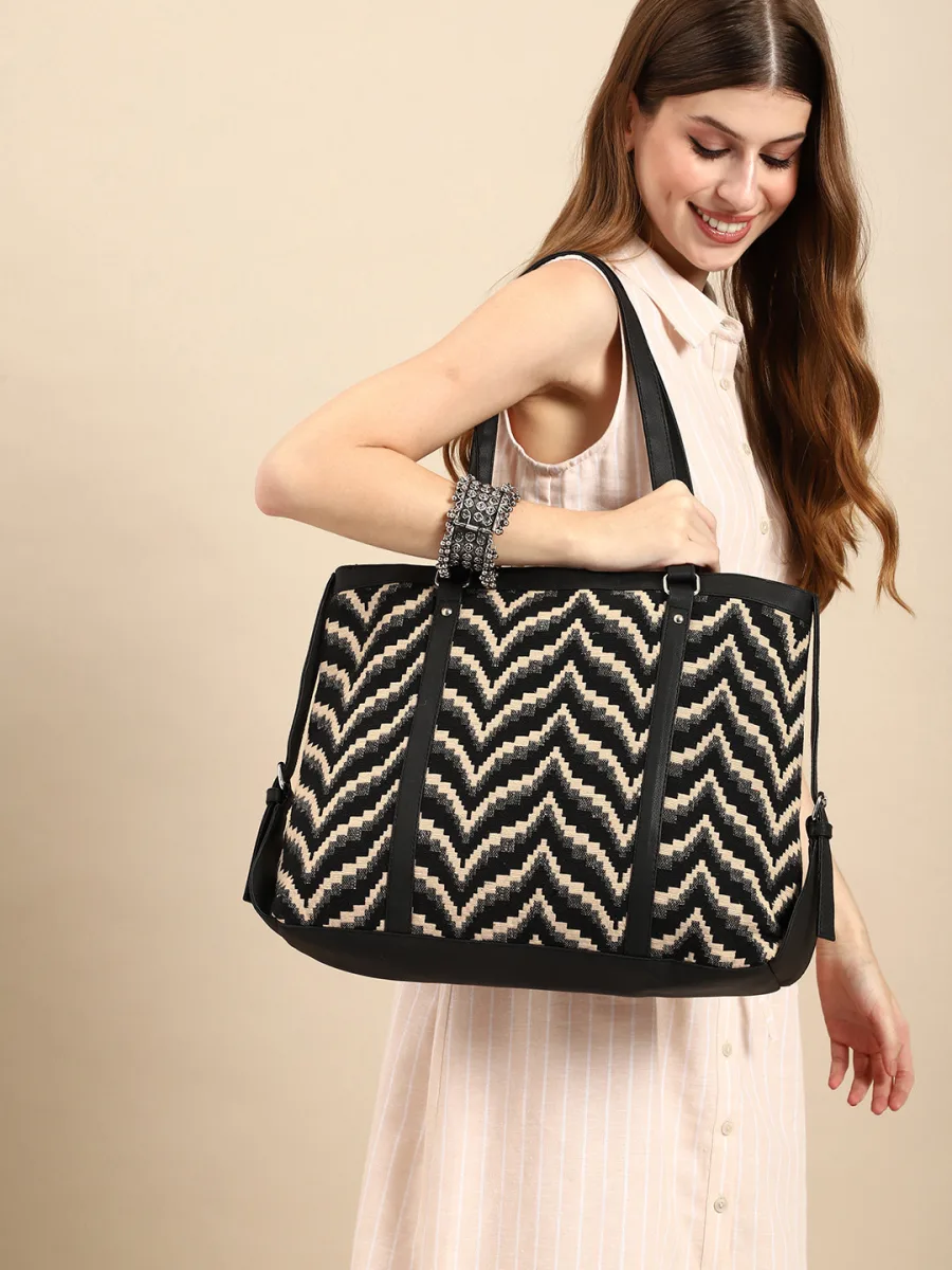 Black Woven Tote Bag