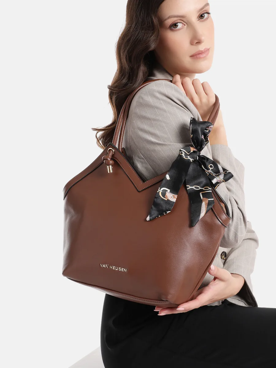 Brown Structured Shoulder Bag