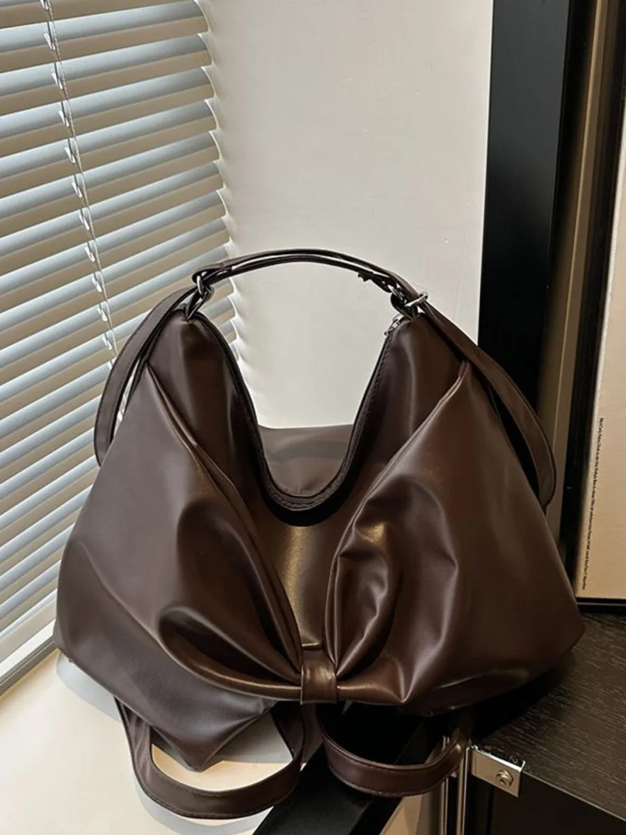 Brown PU Leather Hobo Bag