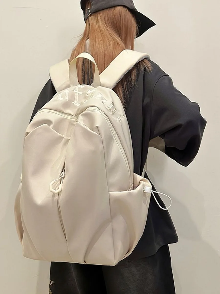 Cream Textured Backpack