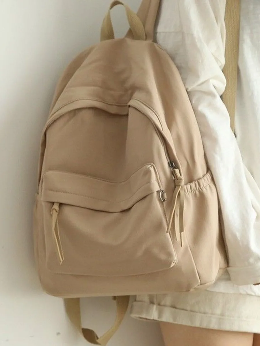Beige Canvas Backpack
