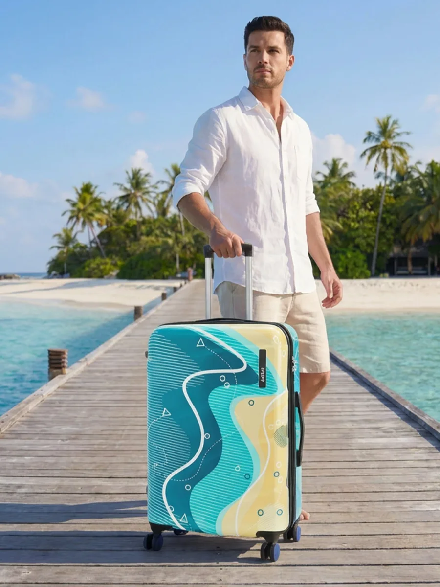Teal Printed Hardshell Trolley