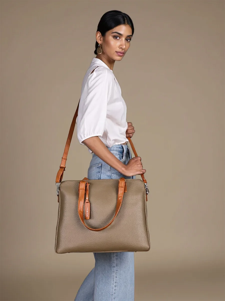 Taupe Textured Tote Bag