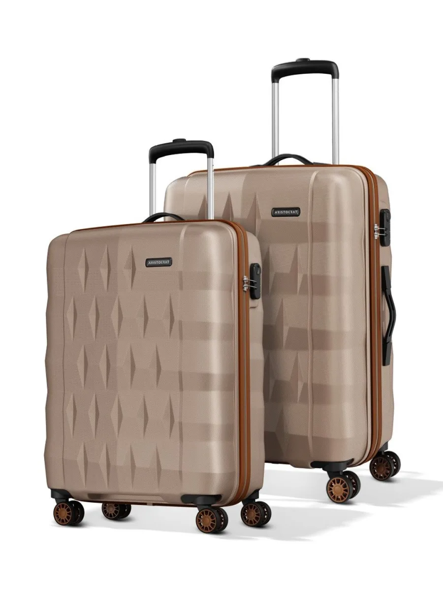 Beige Textured Trolley Suitcase