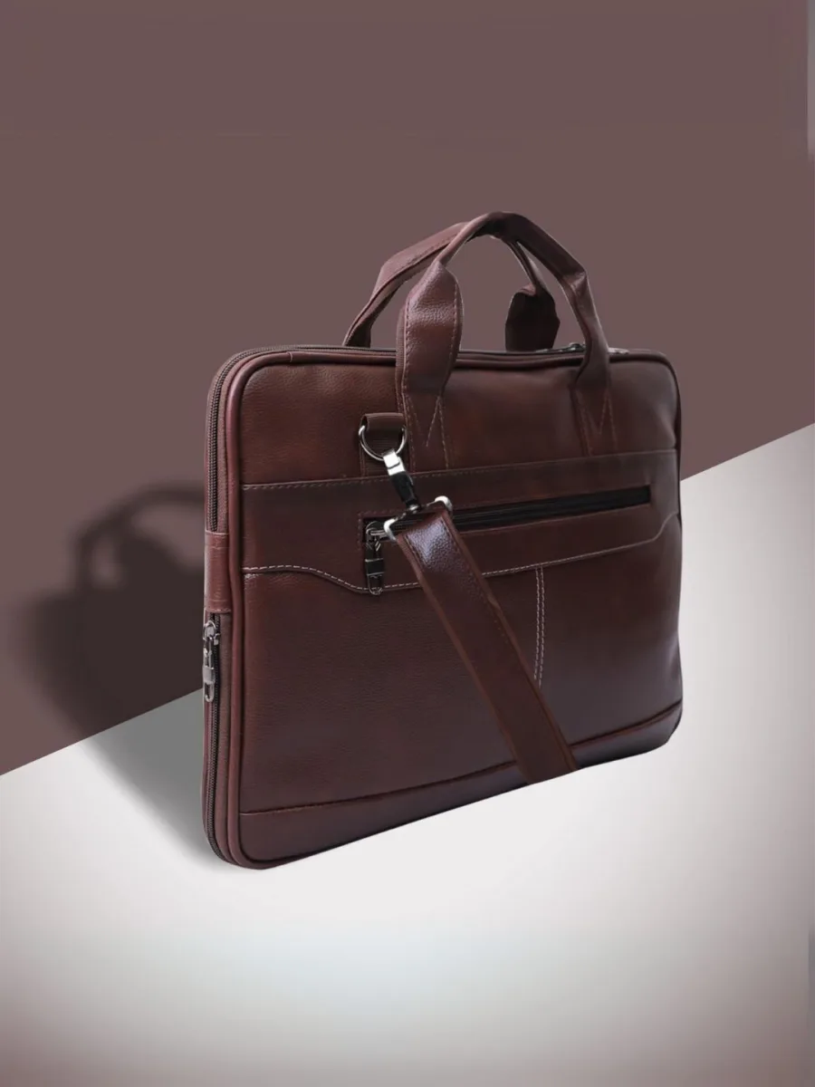 Brown Structured Laptop Bag