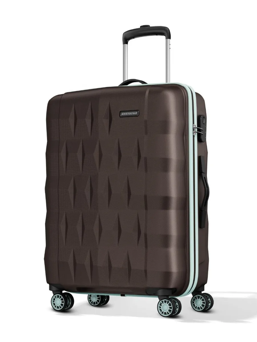 Brown Textured Trolley Suitcase