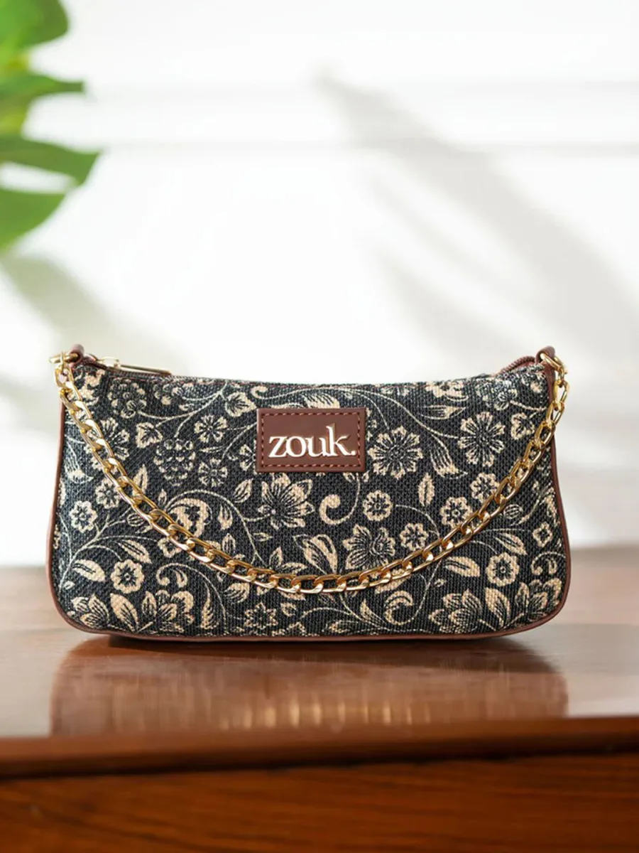Floral Structured Baguette Bag