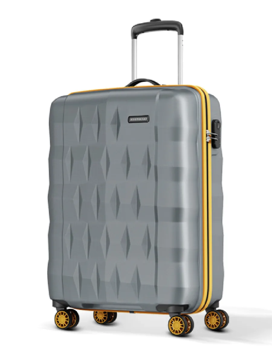 Grey Textured Hardside Trolley Bag