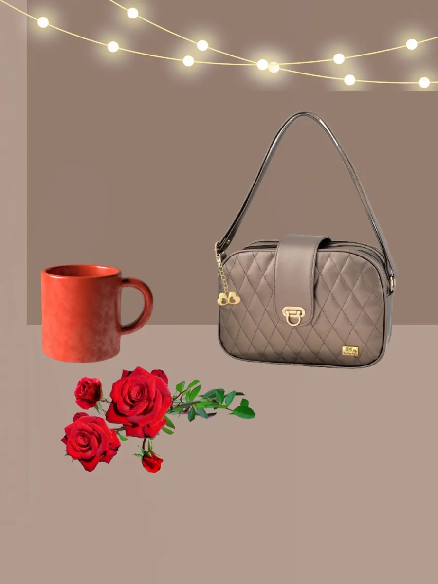 Grey Quilted Shoulder Bag
