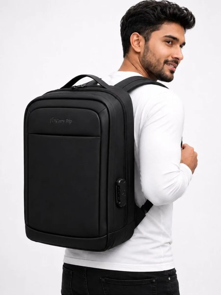 Black Structured Laptop Backpack