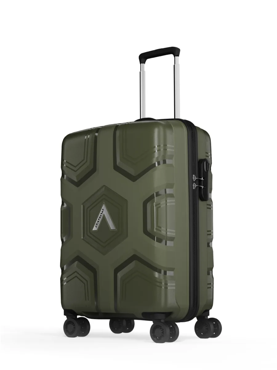 Olive Green Textured Trolley Bag
