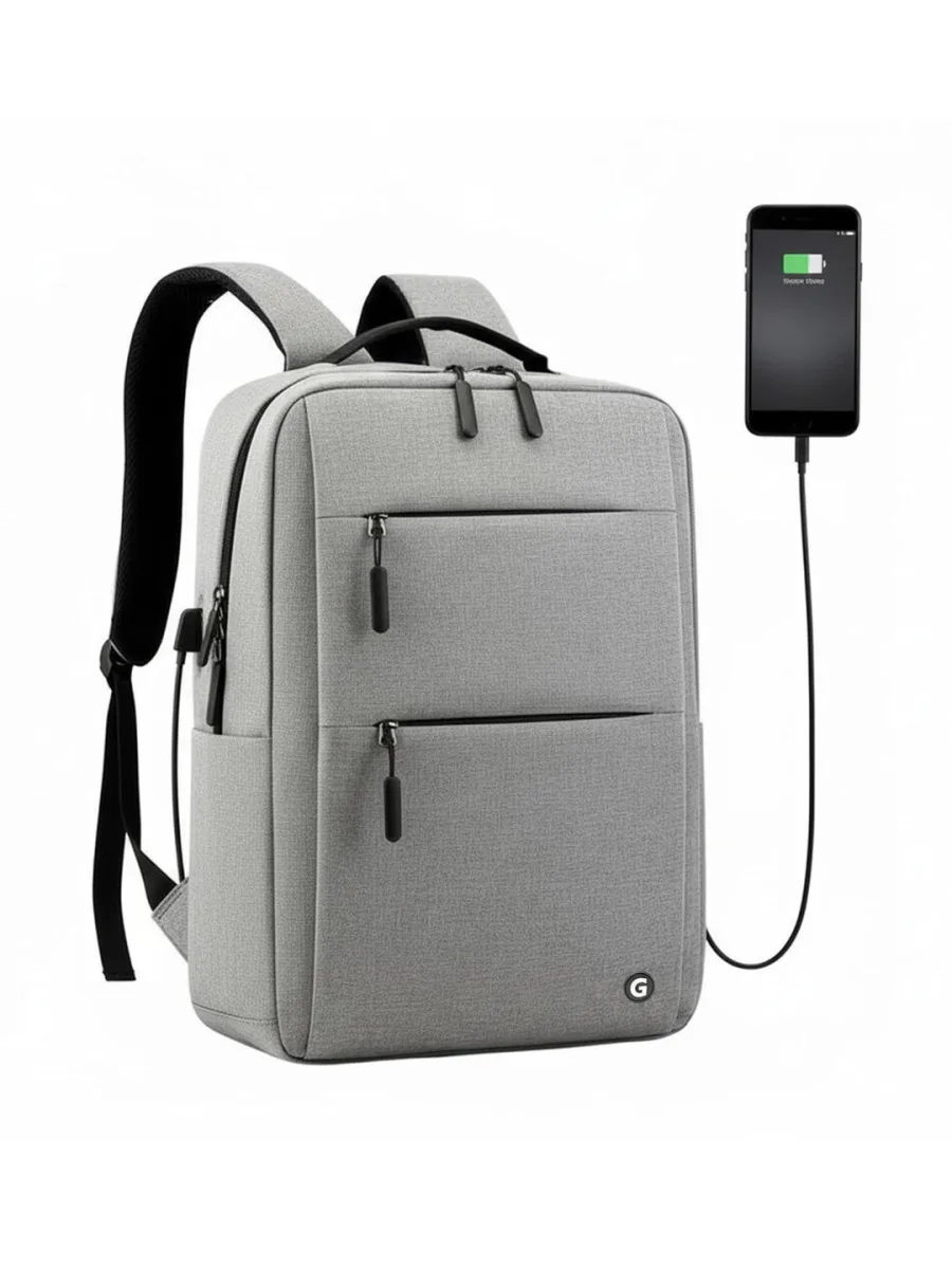 Grey Structured Laptop Backpack
