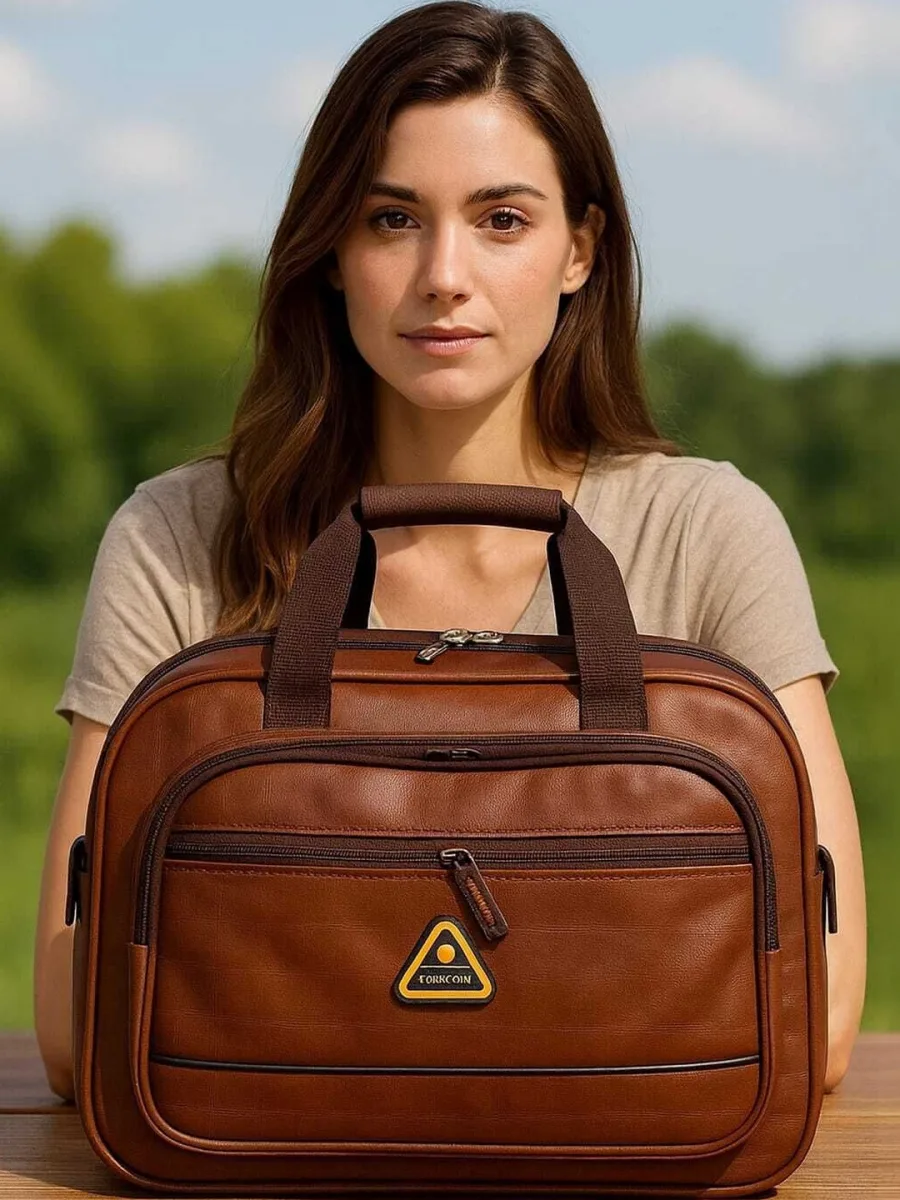 Brown PU Leather Duffle Bag