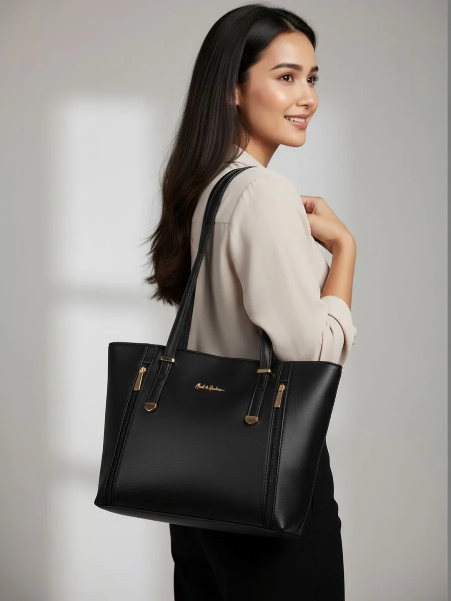 Black Structured Tote Bag