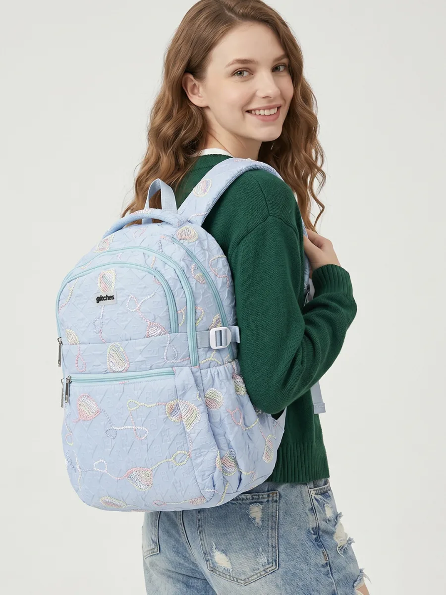 Blue Quilted Backpack
