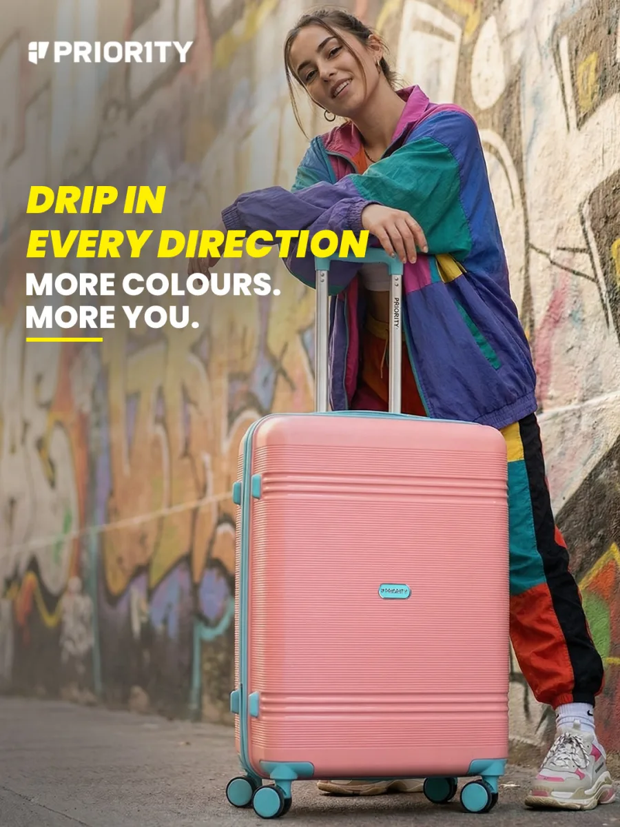 Pink Ribbed Hardside Trolley Bag