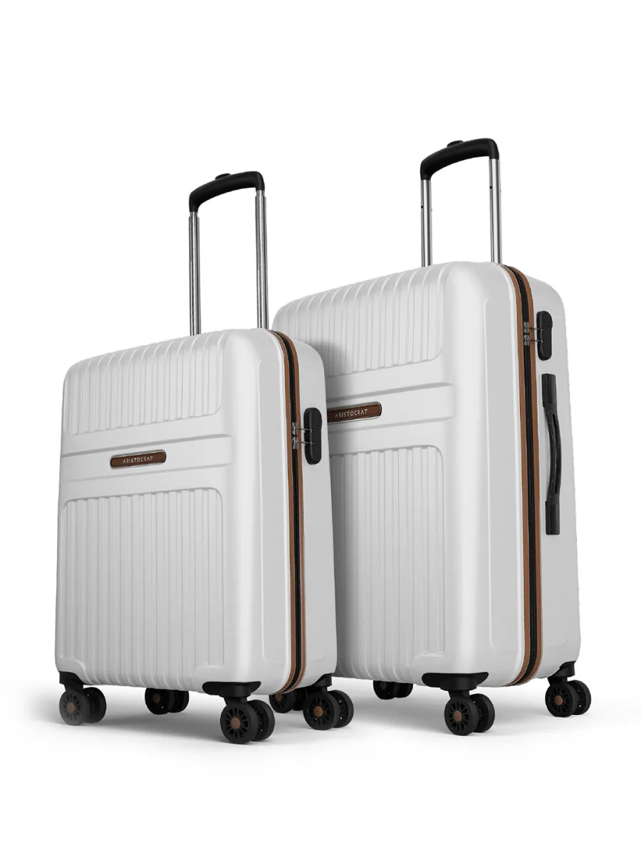White Hardside Trolley Bag Set