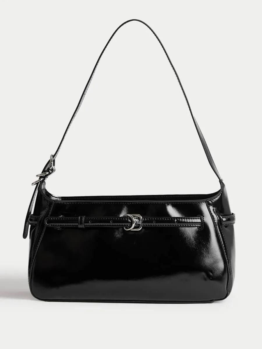 Black Glossy Shoulder Bag
