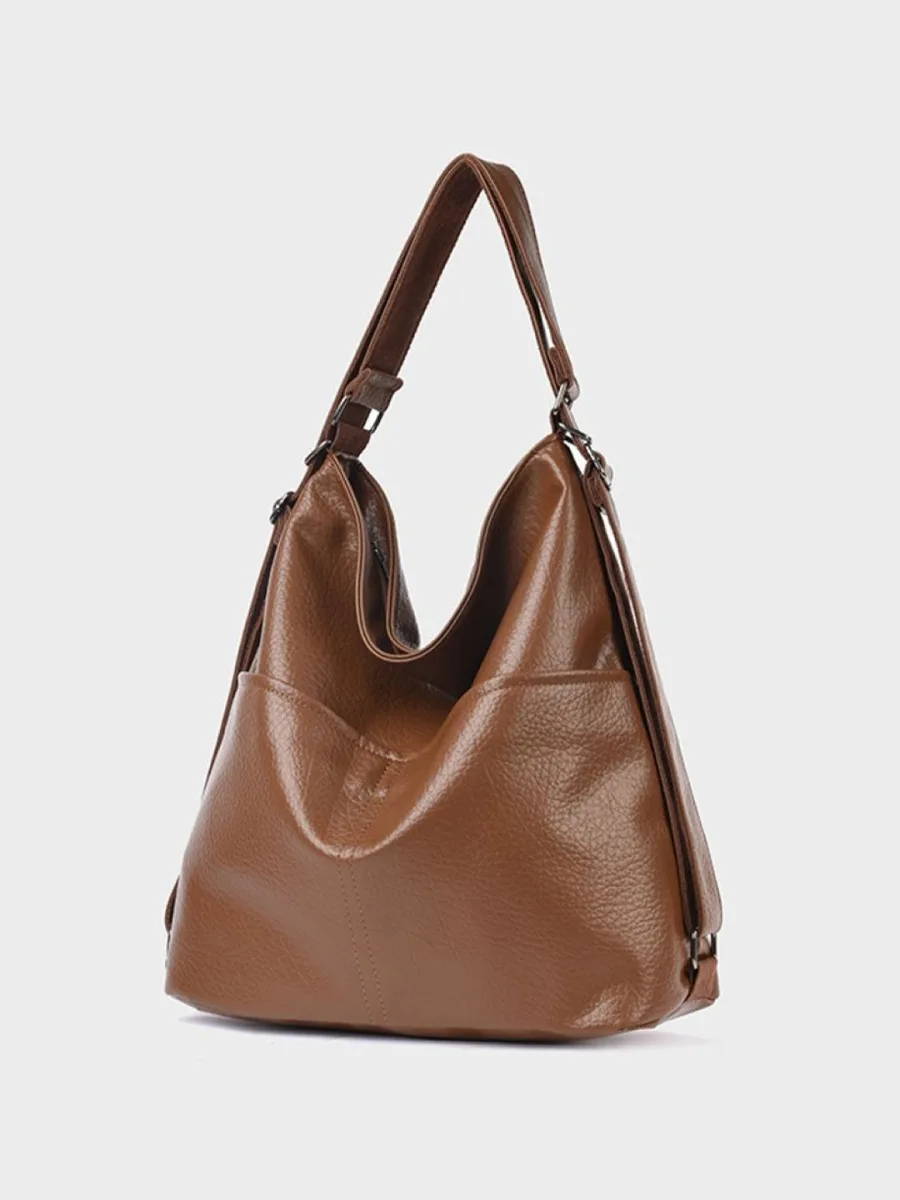 Brown PU Leather Hobo Bag