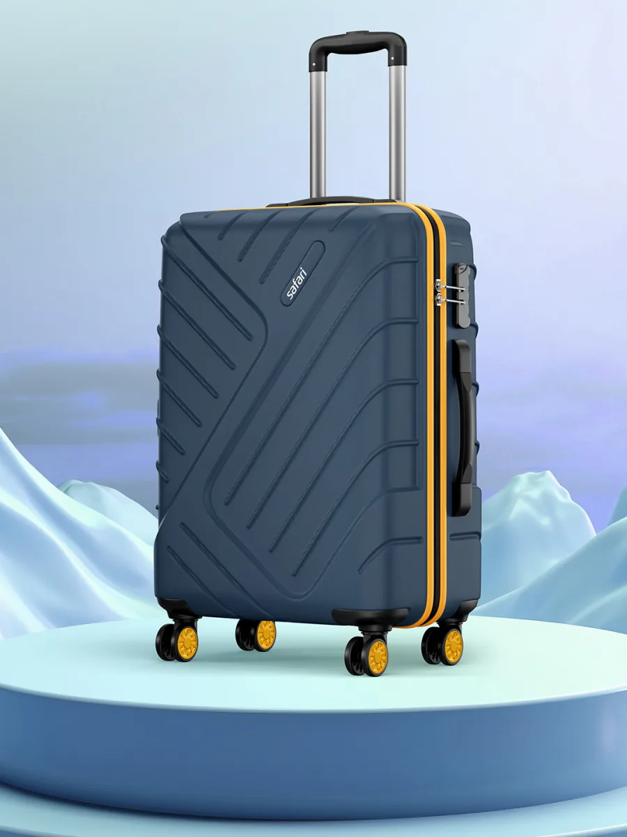 Navy Textured Hardside Trolley Bag