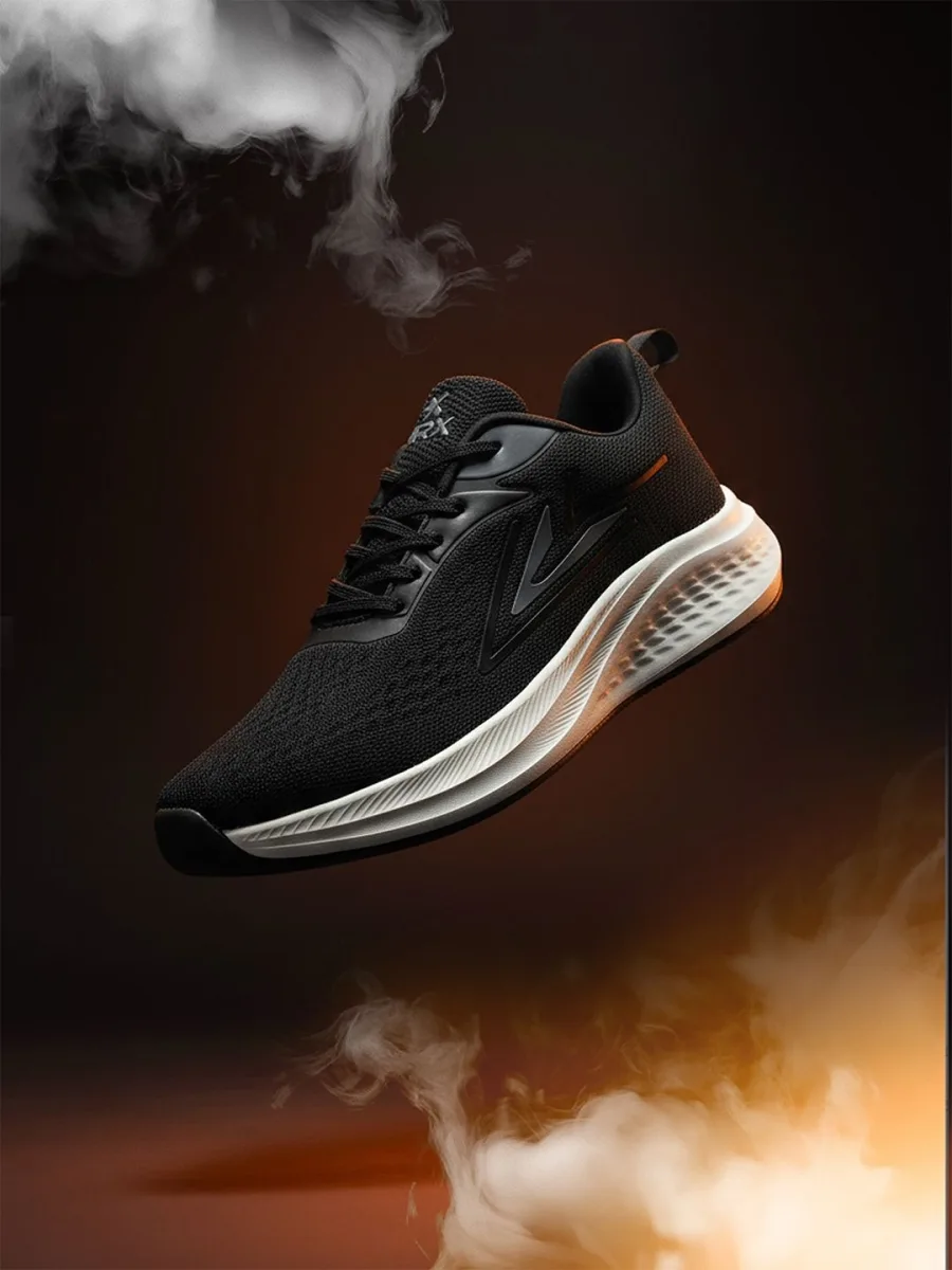 Black Lace-Up Running Shoes