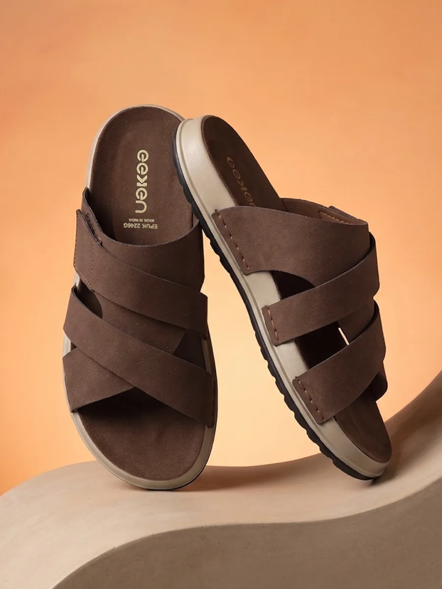 Brown Cross-Strap Sandals