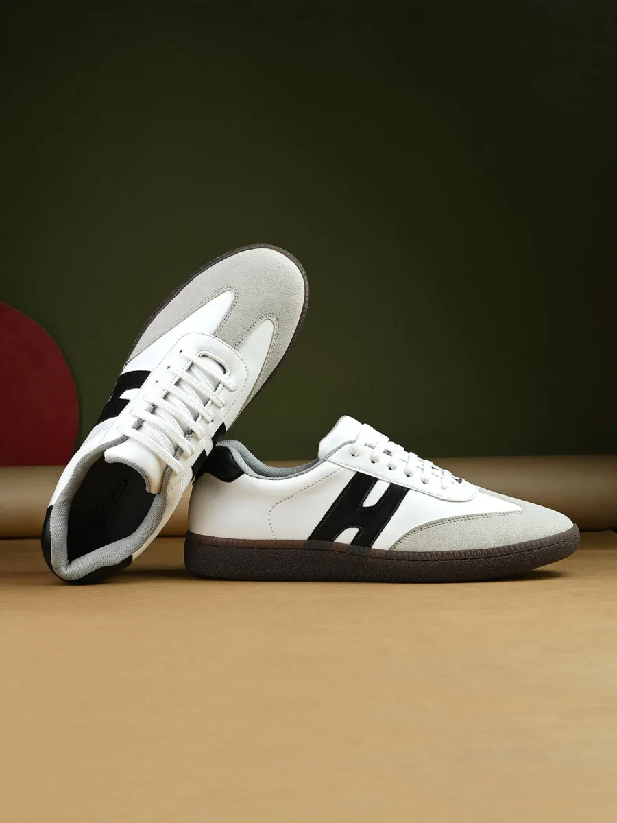 White Black Lace-Up Sneakers