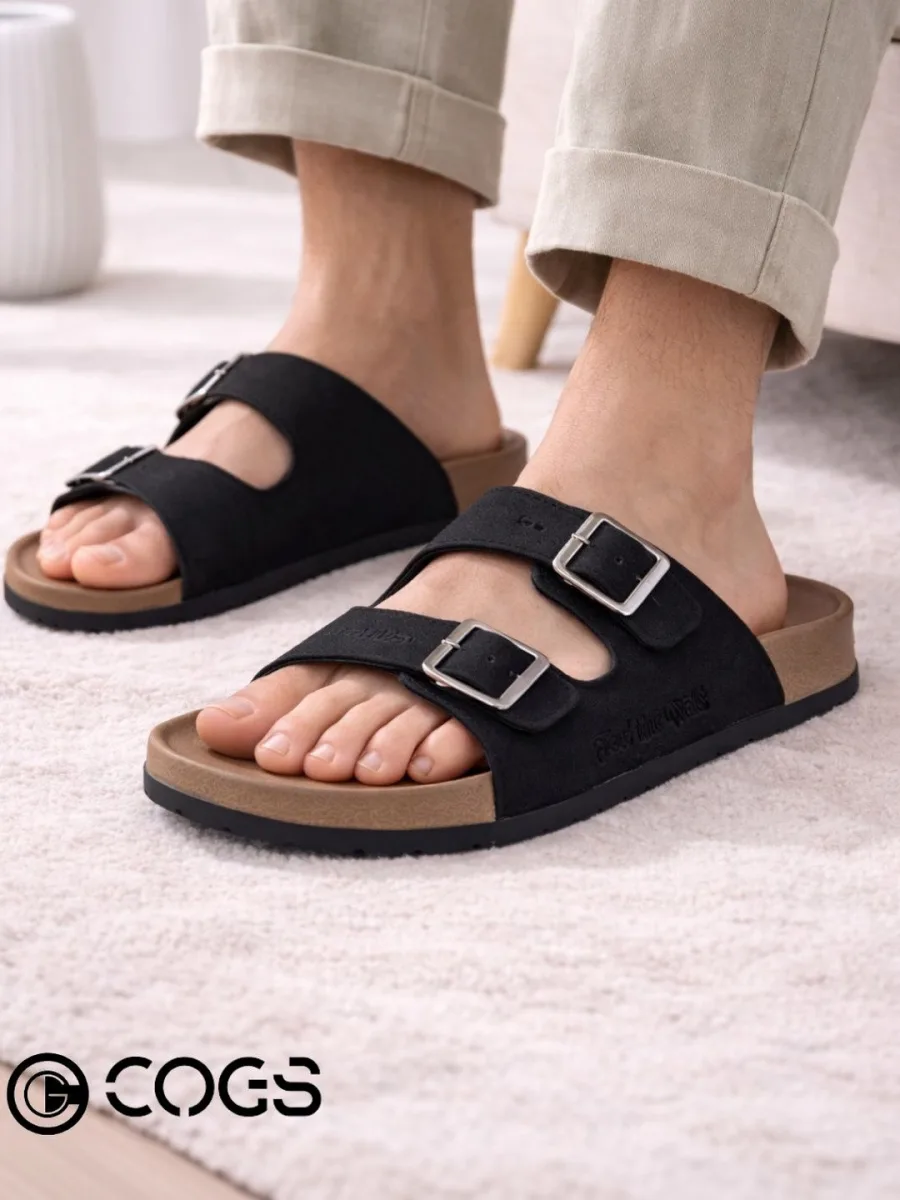 Black Suede Buckle Sandals