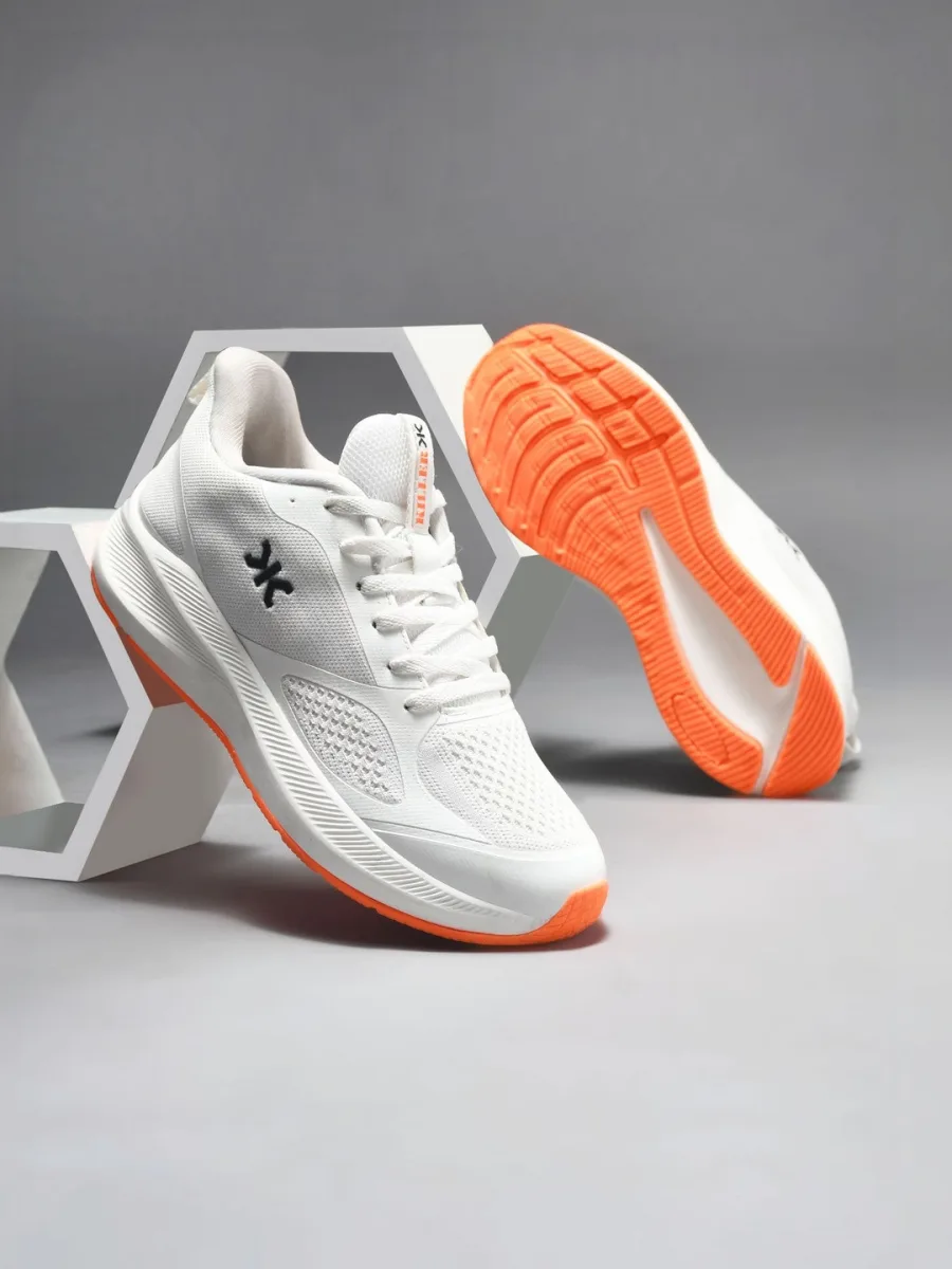 White Lace-Up Running Shoes