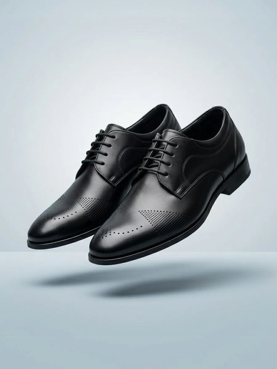 Black Leather Derby Shoes