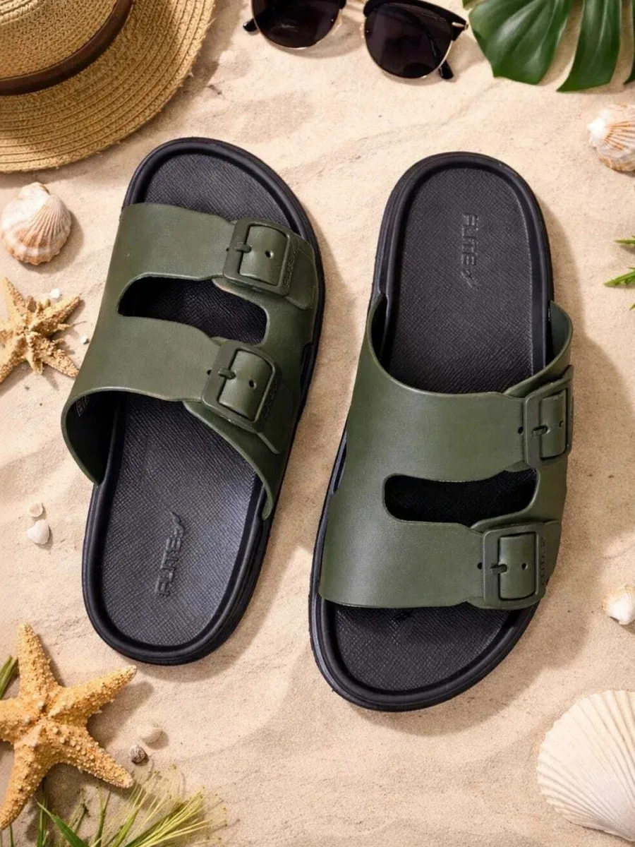 Olive Buckled Sandals