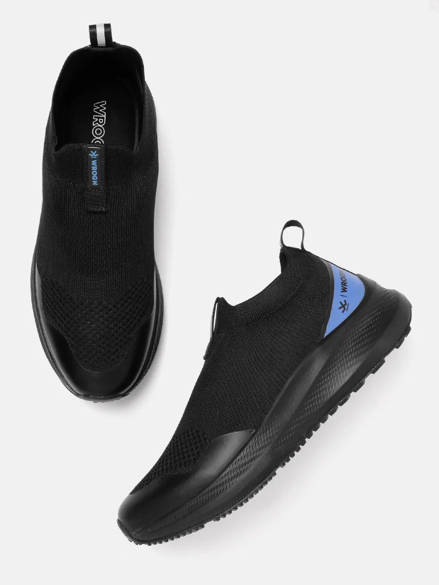 Black Knit Slip-On Sneakers