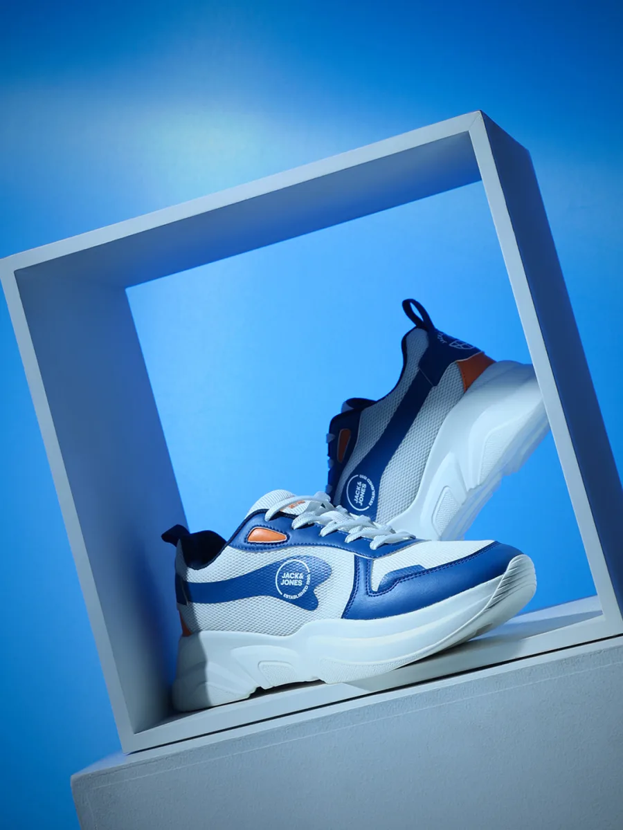 White Blue Chunky Sneakers