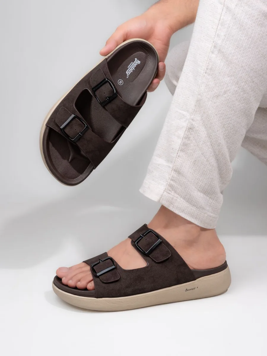 Brown Suede Buckle Sandals