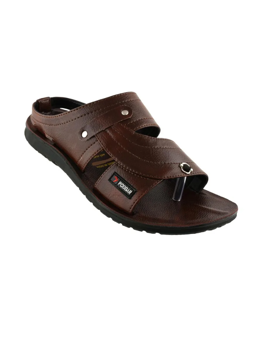 Brown Leather Toe-Ring Sandals