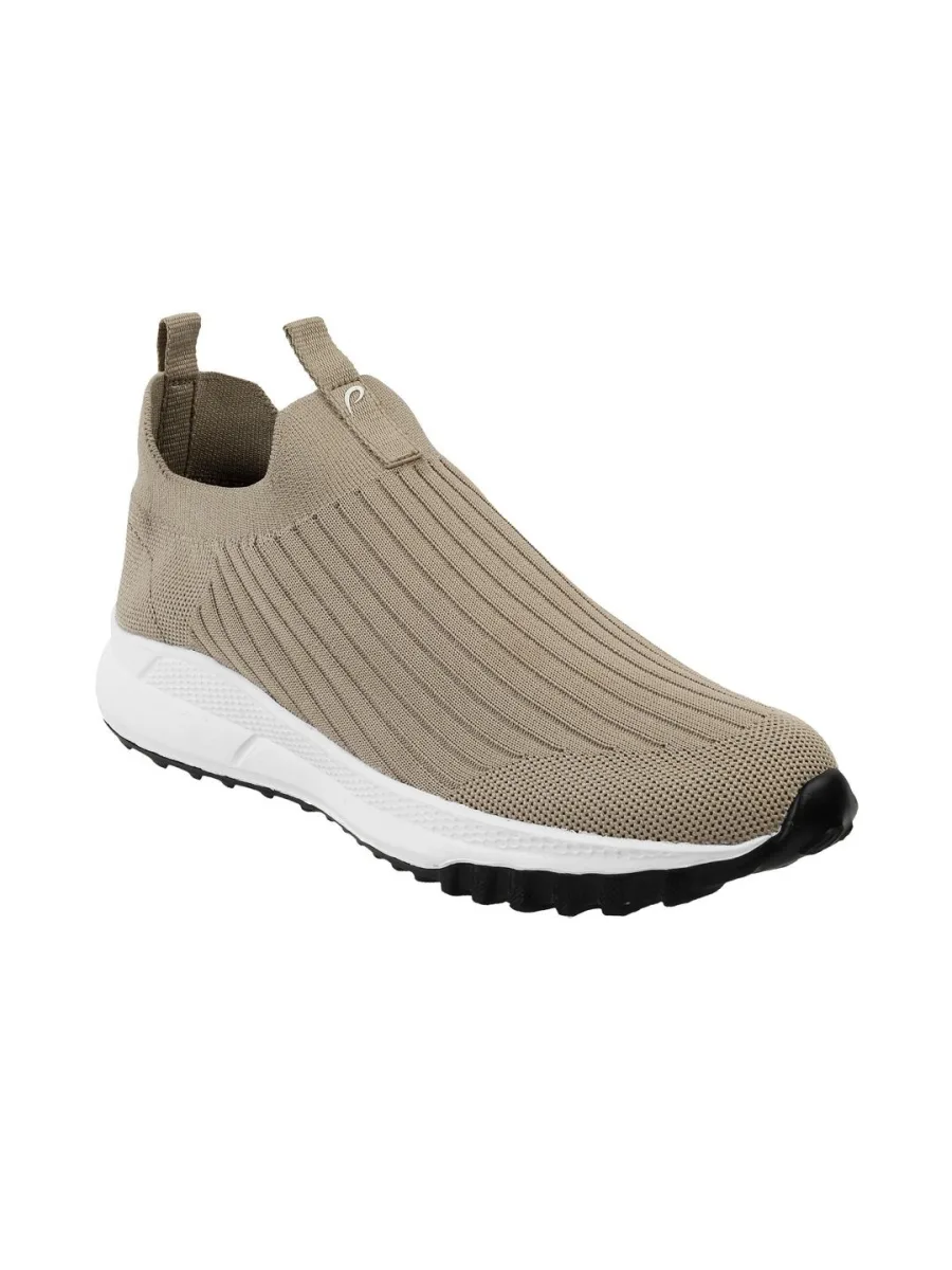 Beige Knit Slip-On Sneakers