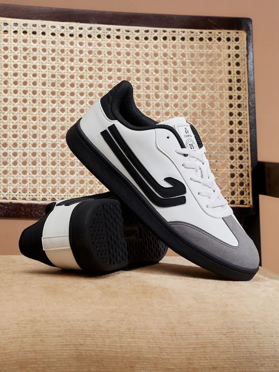 White Black Lace-Up Sneakers