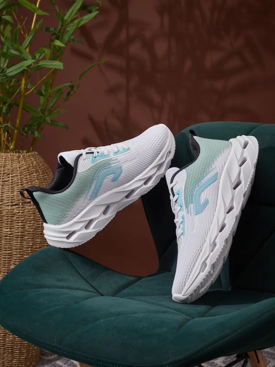 White Mint Mesh Running Shoes