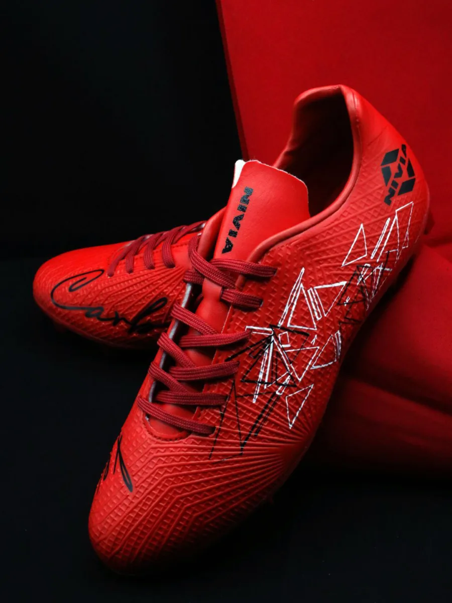 Red Lace-Up Football Boots