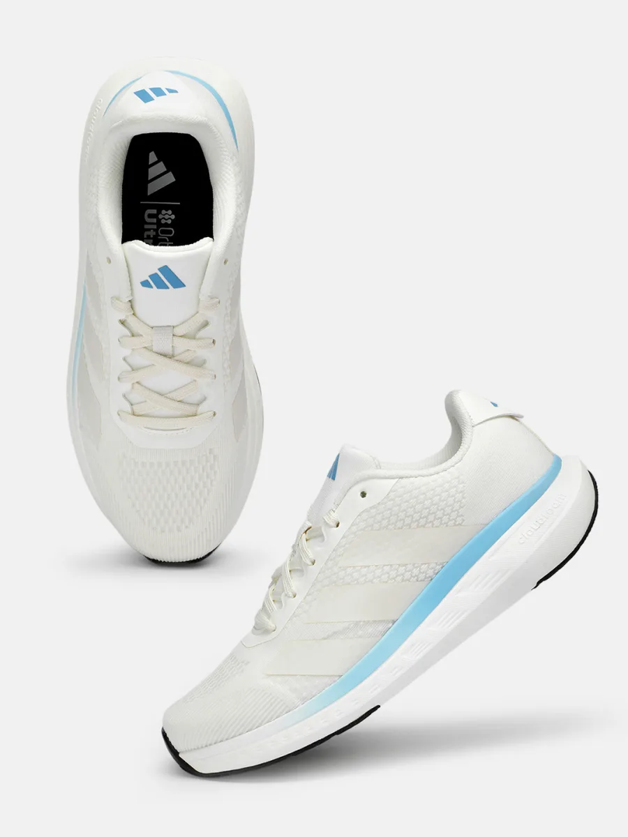 White Lace-Up Running Shoes