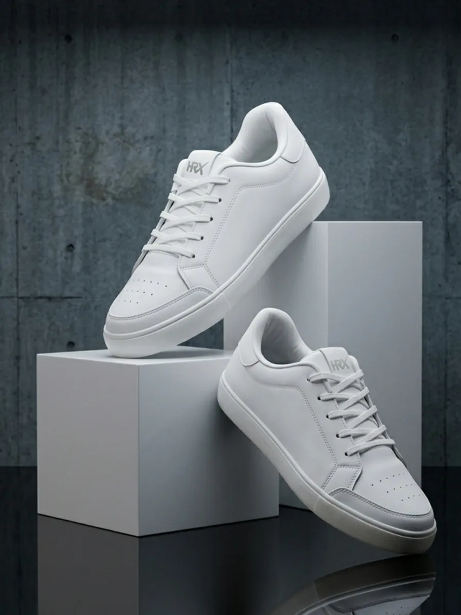White Lace-Up Sneakers