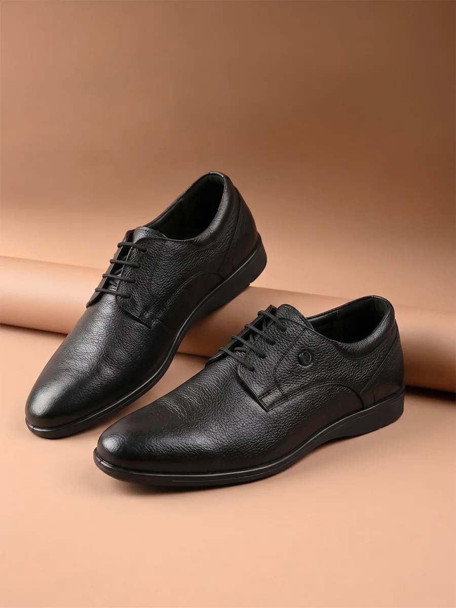 Black Leather Derby Shoes