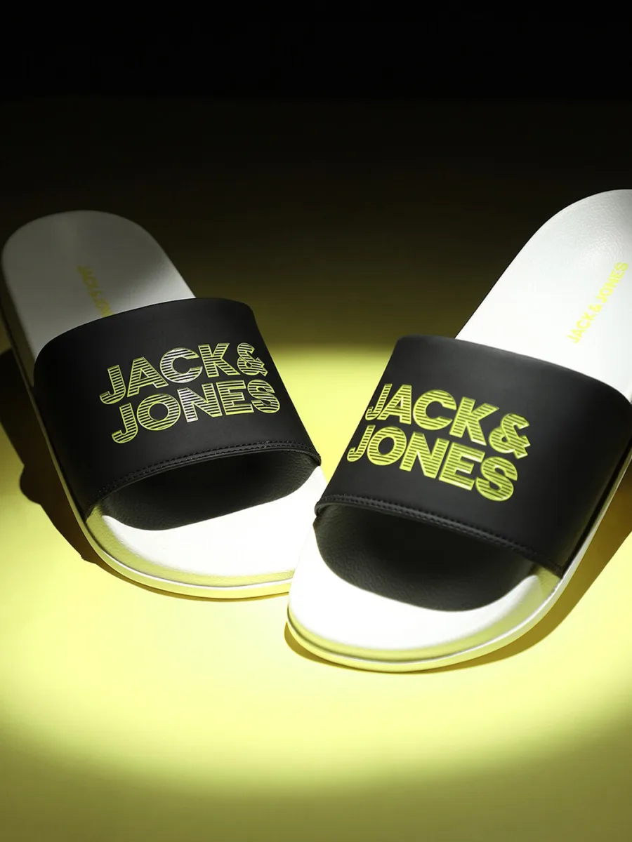 Black White Slip-On Sliders