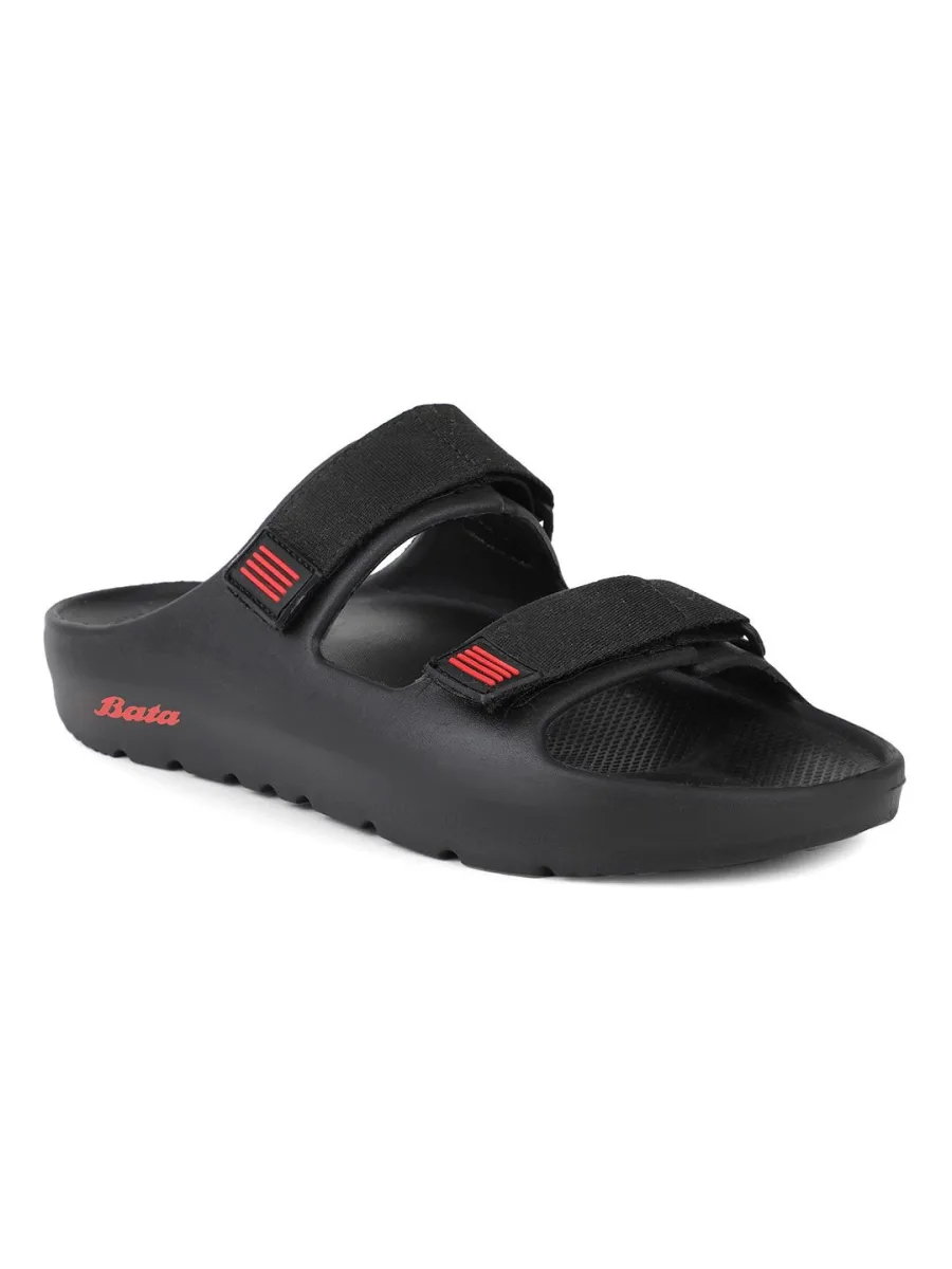 Black Two-Strap Sliders