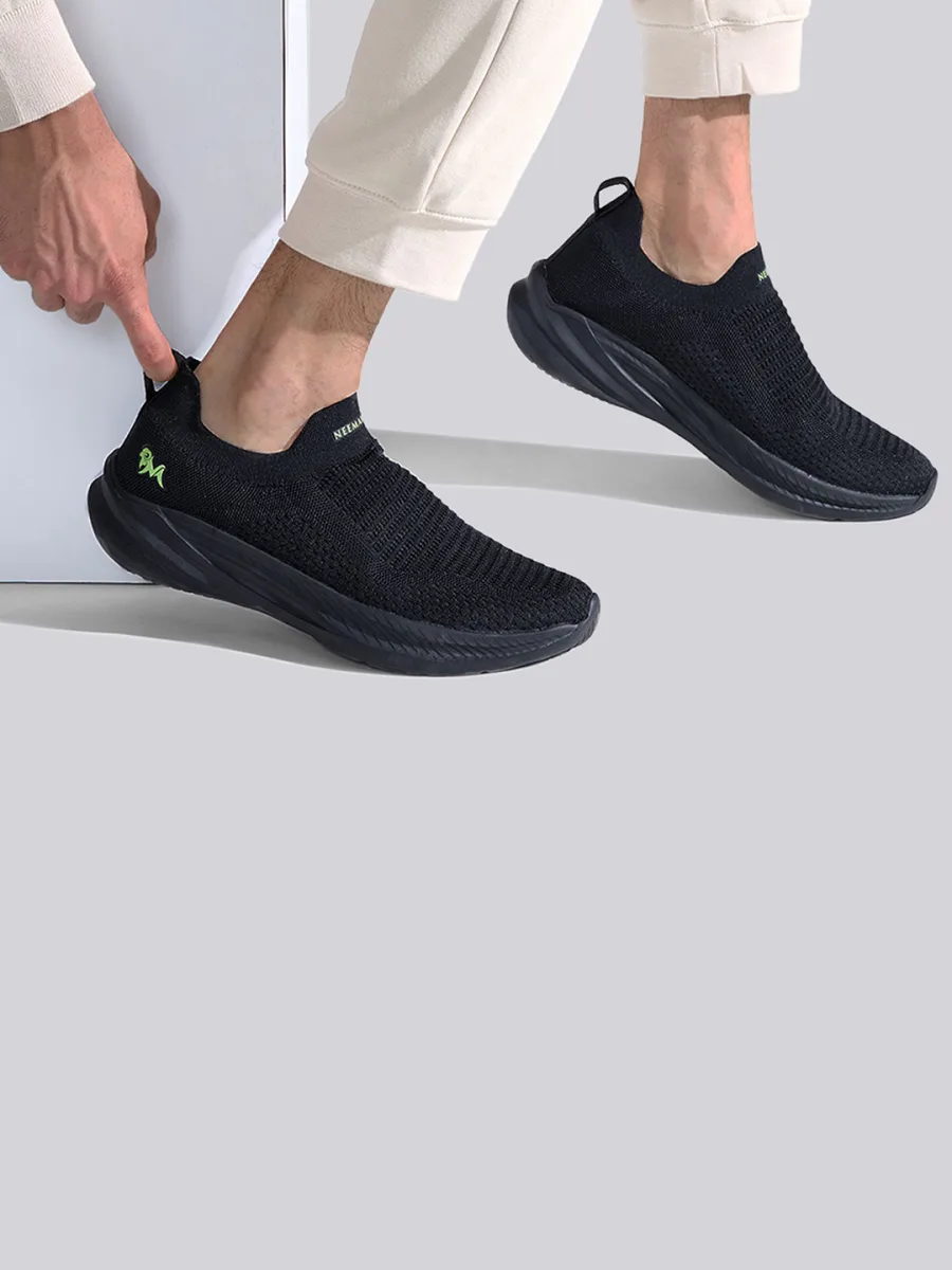 Black Knit Slip-On Sneakers